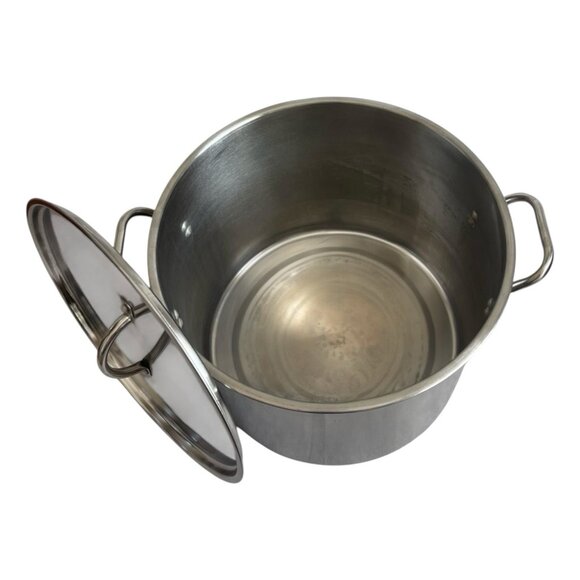 Vintage 16 Qt Stainless Steel Stackable Pot with Metal Lid Durable Cooking Pan - Picture 3 of 4
